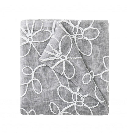 Set of Two 84"  Silver Floral Embroidered Window Panels HomeRoots