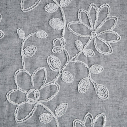 Set of Two 84"  Silver Floral Embroidered Window Panels HomeRoots
