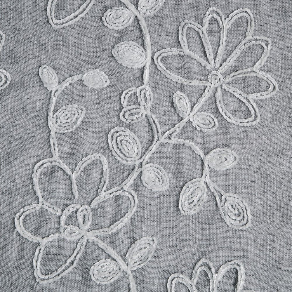 Set of Two 84"  Silver Floral Embroidered Window Panels HomeRoots