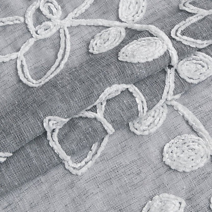 Set of Two 84"  Silver Floral Embroidered Window Panels HomeRoots