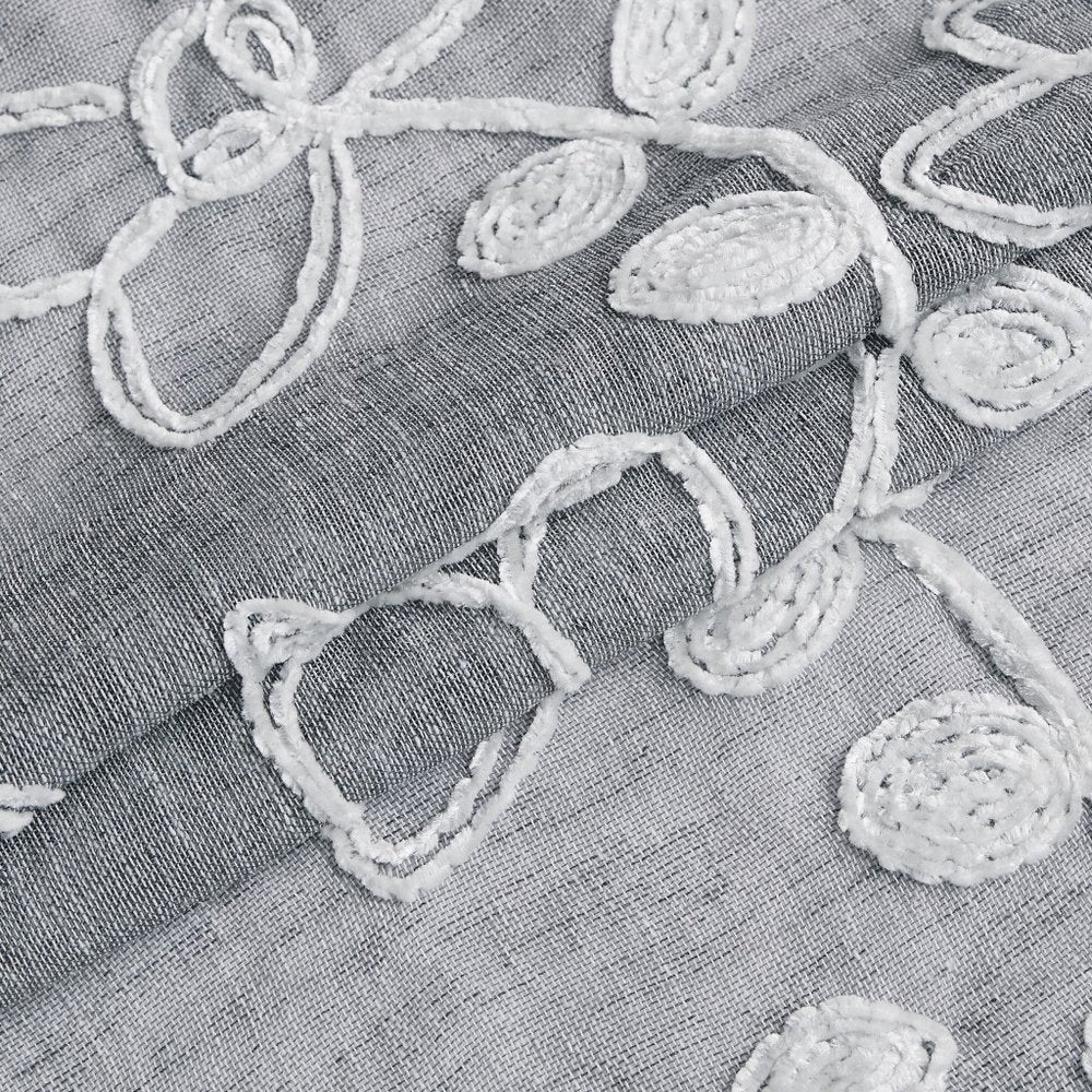 Set of Two 84"  Silver Floral Embroidered Window Panels HomeRoots