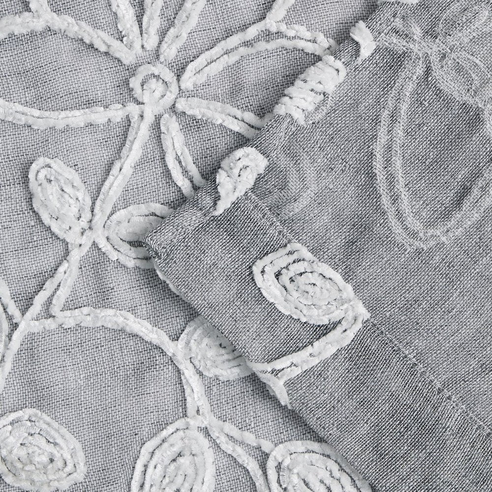 Set of Two 84"  Silver Floral Embroidered Window Panels HomeRoots