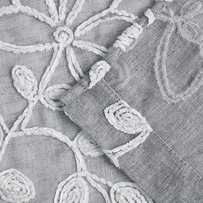 Set of Two 84"  Silver Floral Embroidered Window Panels HomeRoots