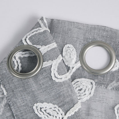 Set of Two 84"  Silver Floral Embroidered Window Panels HomeRoots