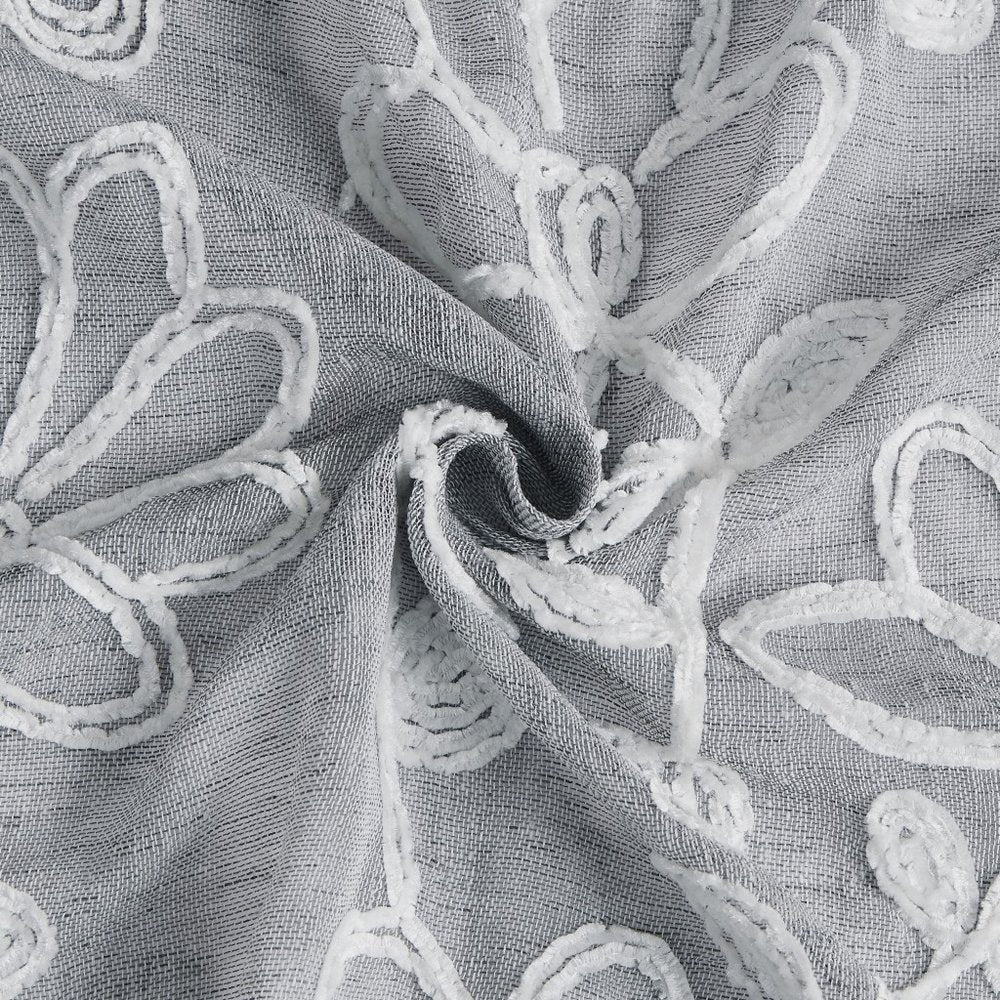 Set of Two 84"  Silver Floral Embroidered Window Panels HomeRoots