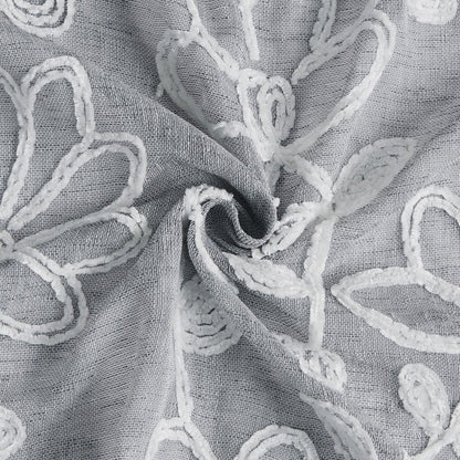 Set of Two 84"  Silver Floral Embroidered Window Panels HomeRoots