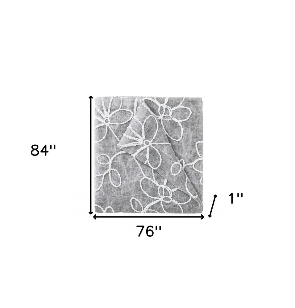 Set of Two 84"  Silver Floral Embroidered Window Panels HomeRoots