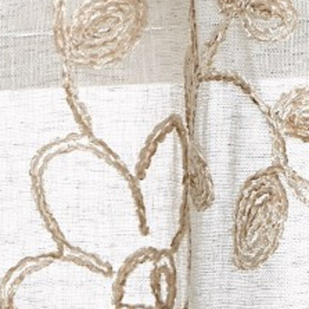 Set of Two 84"  Tan Floral Embroidered Window Panels HomeRoots