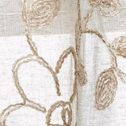 Set of Two 84"  Tan Floral Embroidered Window Panels HomeRoots