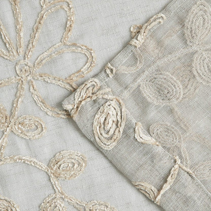 Set of Two 84"  Tan Floral Embroidered Window Panels HomeRoots