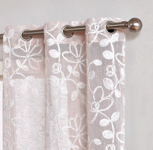 Set of Two 84"  Blush Floral Embroidered Window Panels HomeRoots