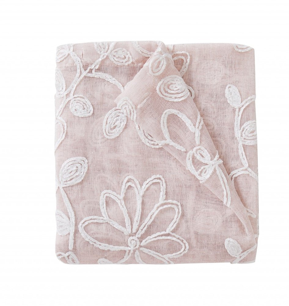 Set of Two 84"  Blush Floral Embroidered Window Panels — view 2