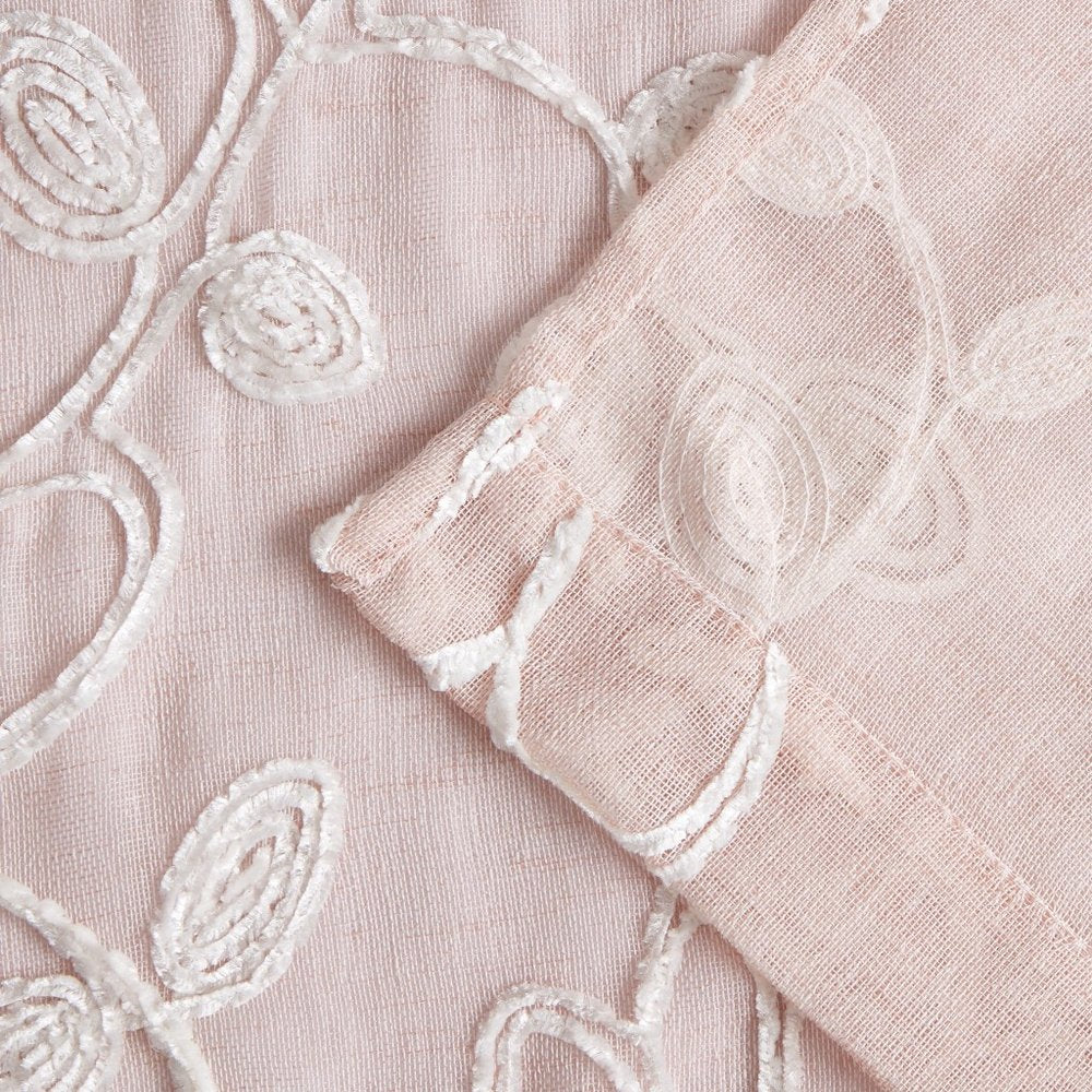 Set of Two 84"  Blush Floral Embroidered Window Panels HomeRoots