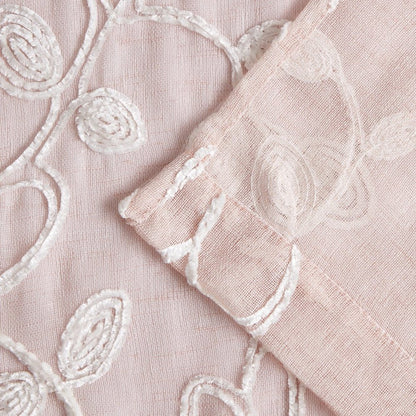 Set of Two 84"  Blush Floral Embroidered Window Panels HomeRoots