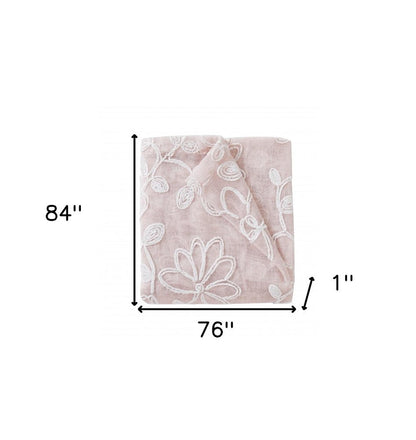 Set of Two 84"  Blush Floral Embroidered Window Panels HomeRoots