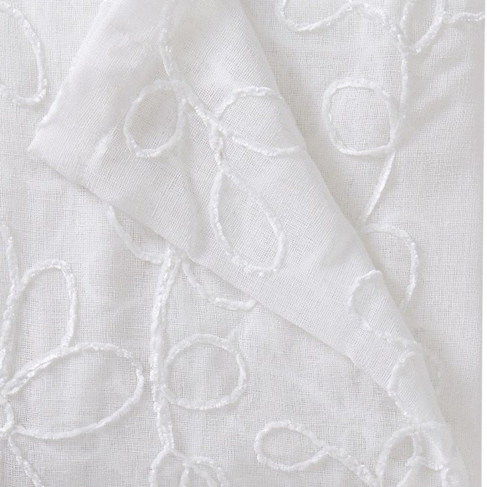 Set of Two 84"  White Floral Embroidered Window Panels — view 10