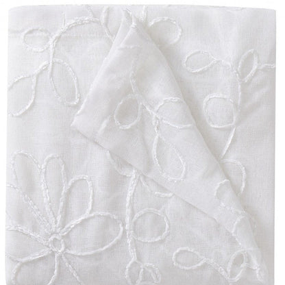 Set of Two 84"  White Floral Embroidered Window Panels HomeRoots