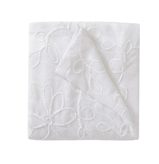 Set of Two 84"  White Floral Embroidered Window Panels HomeRoots