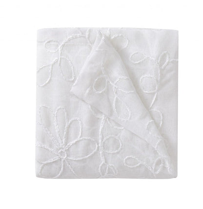 Set of Two 84"  White Floral Embroidered Window Panels HomeRoots