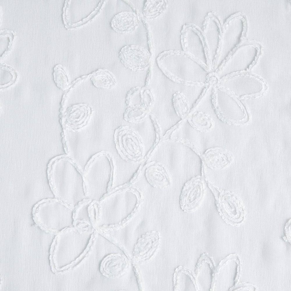 Set of Two 84"  White Floral Embroidered Window Panels HomeRoots