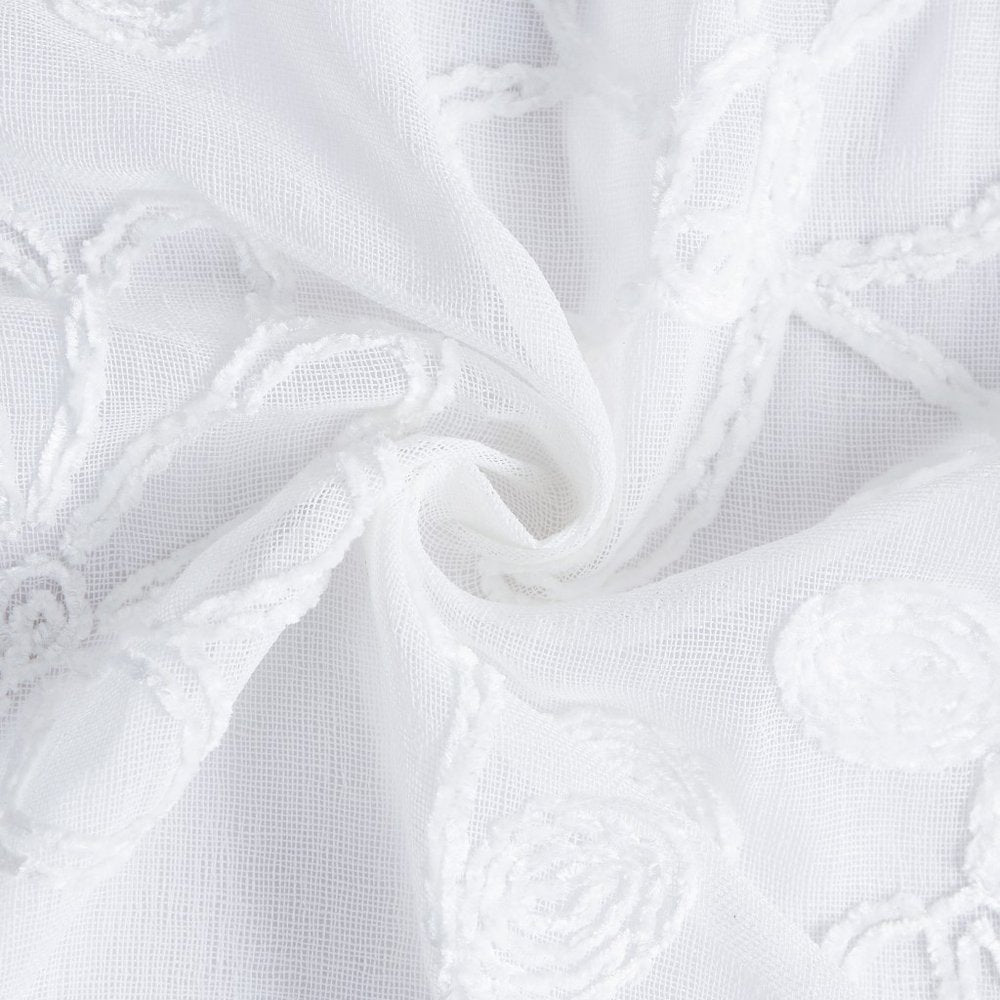 Set of Two 84"  White Floral Embroidered Window Panels HomeRoots