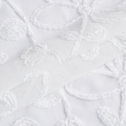 Set of Two 84"  White Floral Embroidered Window Panels HomeRoots