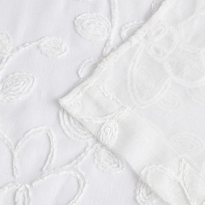 Set of Two 84"  White Floral Embroidered Window Panels HomeRoots