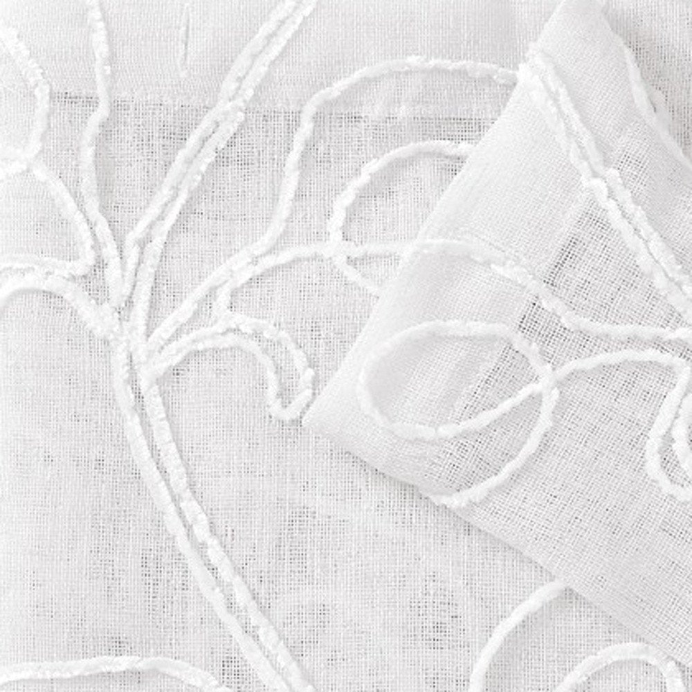 Set of Two 84"  White Boho Embroidered Window Panels HomeRoots