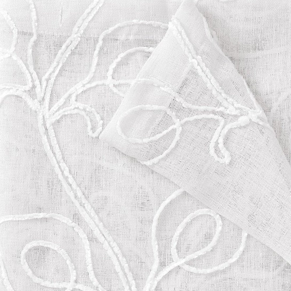 Set of Two 84"  White Boho Embroidered Window Panels HomeRoots