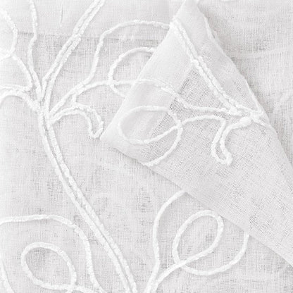 Set of Two 84"  White Boho Embroidered Window Panels HomeRoots