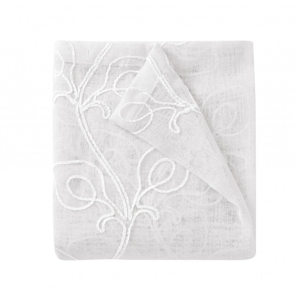 Set of Two 84"  White Boho Embroidered Window Panels HomeRoots