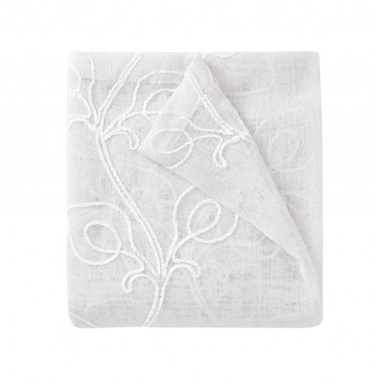Set of Two 84"  White Boho Embroidered Window Panels HomeRoots