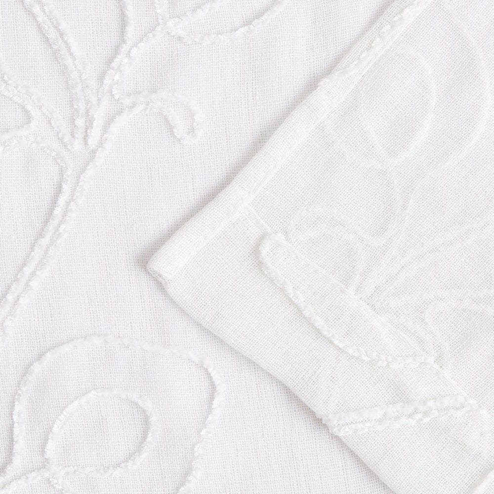 Set of Two 84"  White Boho Embroidered Window Panels HomeRoots