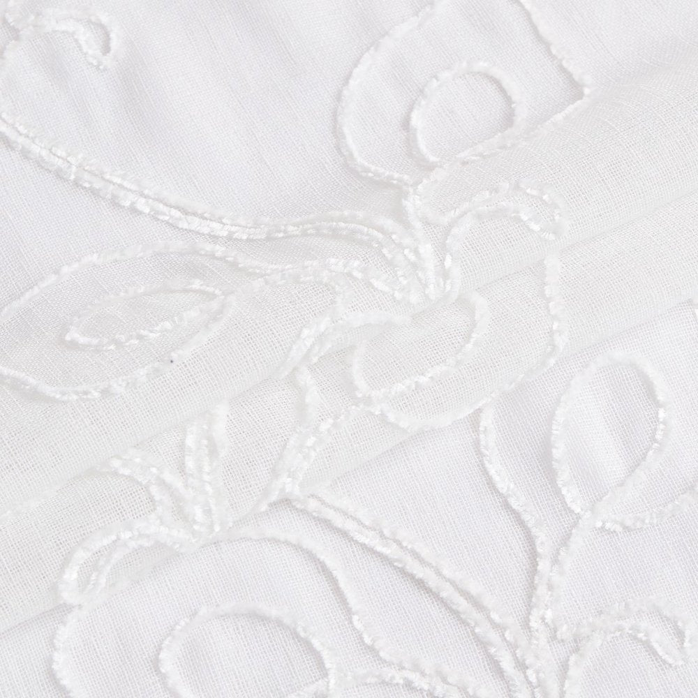Set of Two 84"  White Boho Embroidered Window Panels HomeRoots