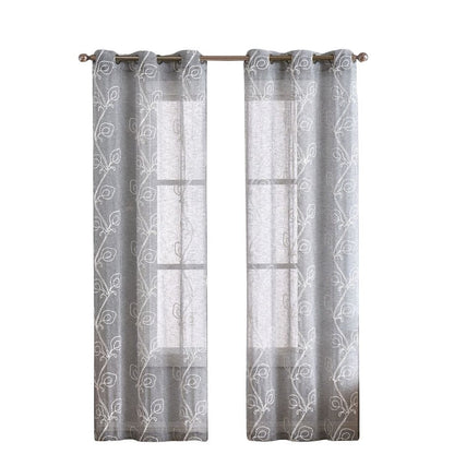 Set of Two 84"  Silver Boho Embroidered Window Panels HomeRoots