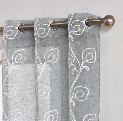 Set of Two 84"  Silver Boho Embroidered Window Panels HomeRoots