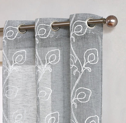 Set of Two 84"  Silver Boho Embroidered Window Panels HomeRoots