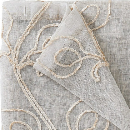 Set of Two 84" Beige Boho Embroidered Window Panels HomeRoots