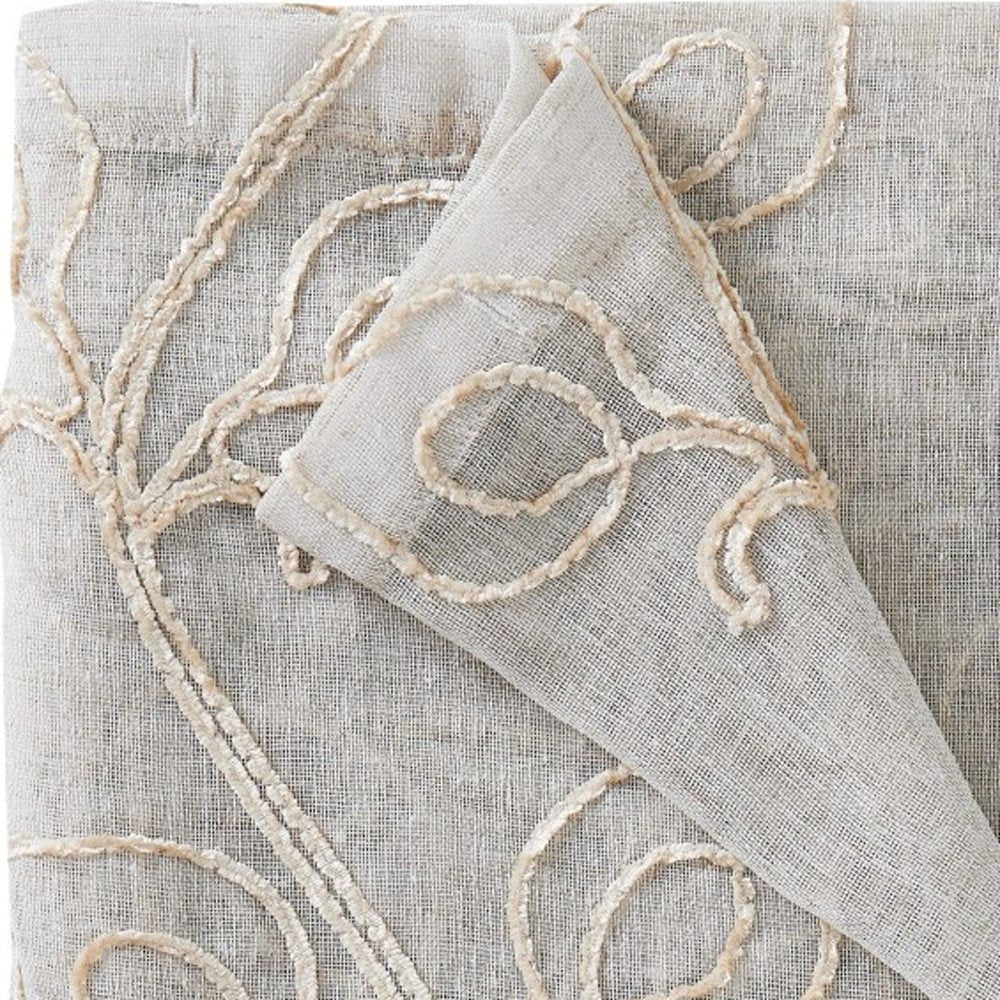 Set of Two 84" Beige Boho Embroidered Window Panels — view 8