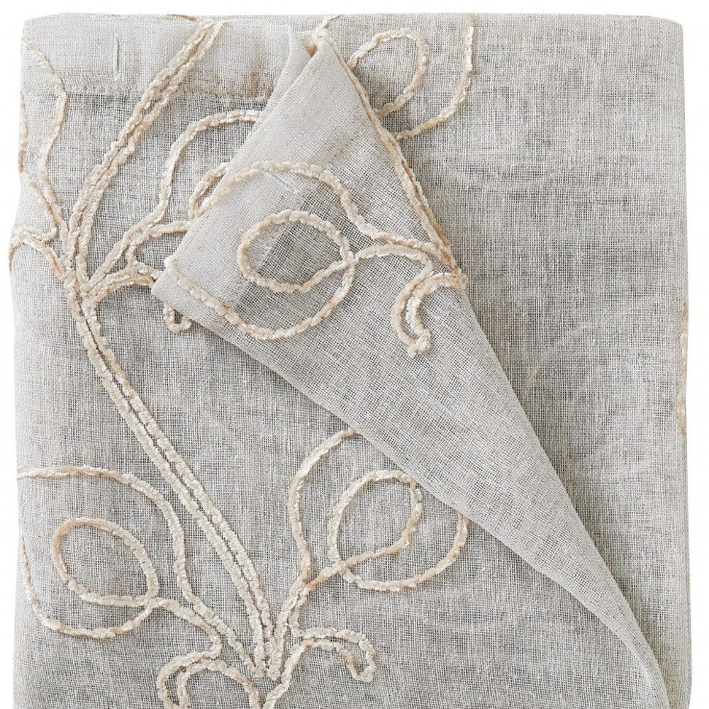 Set of Two 84" Beige Boho Embroidered Window Panels HomeRoots