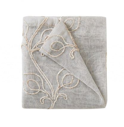 Set of Two 84" Beige Boho Embroidered Window Panels HomeRoots