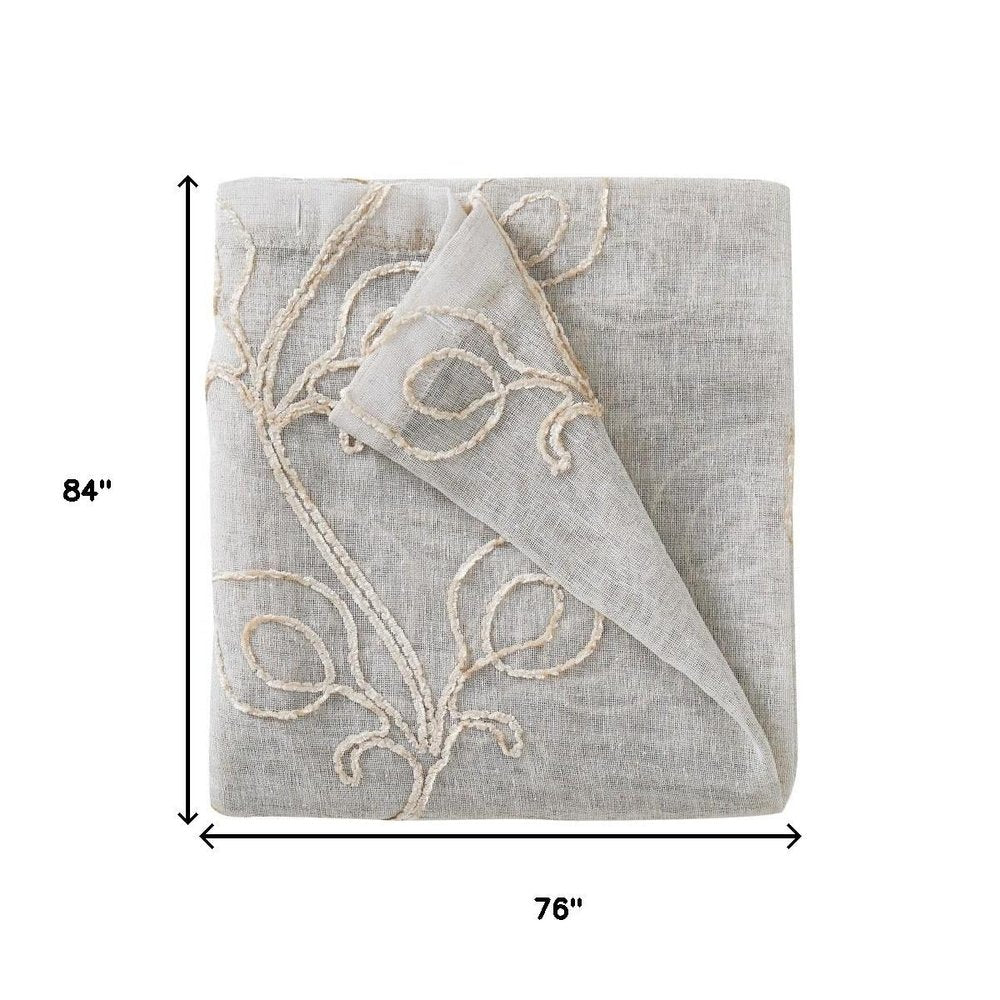 Set of Two 84" Beige Boho Embroidered Window Panels HomeRoots