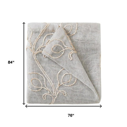 Set of Two 84" Beige Boho Embroidered Window Panels HomeRoots