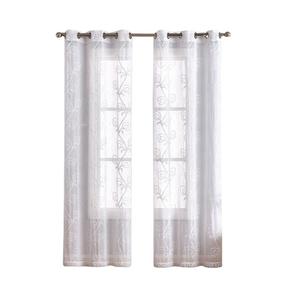 Set of Two 84"  Blush Boho Embroidered Window Panels — view 9