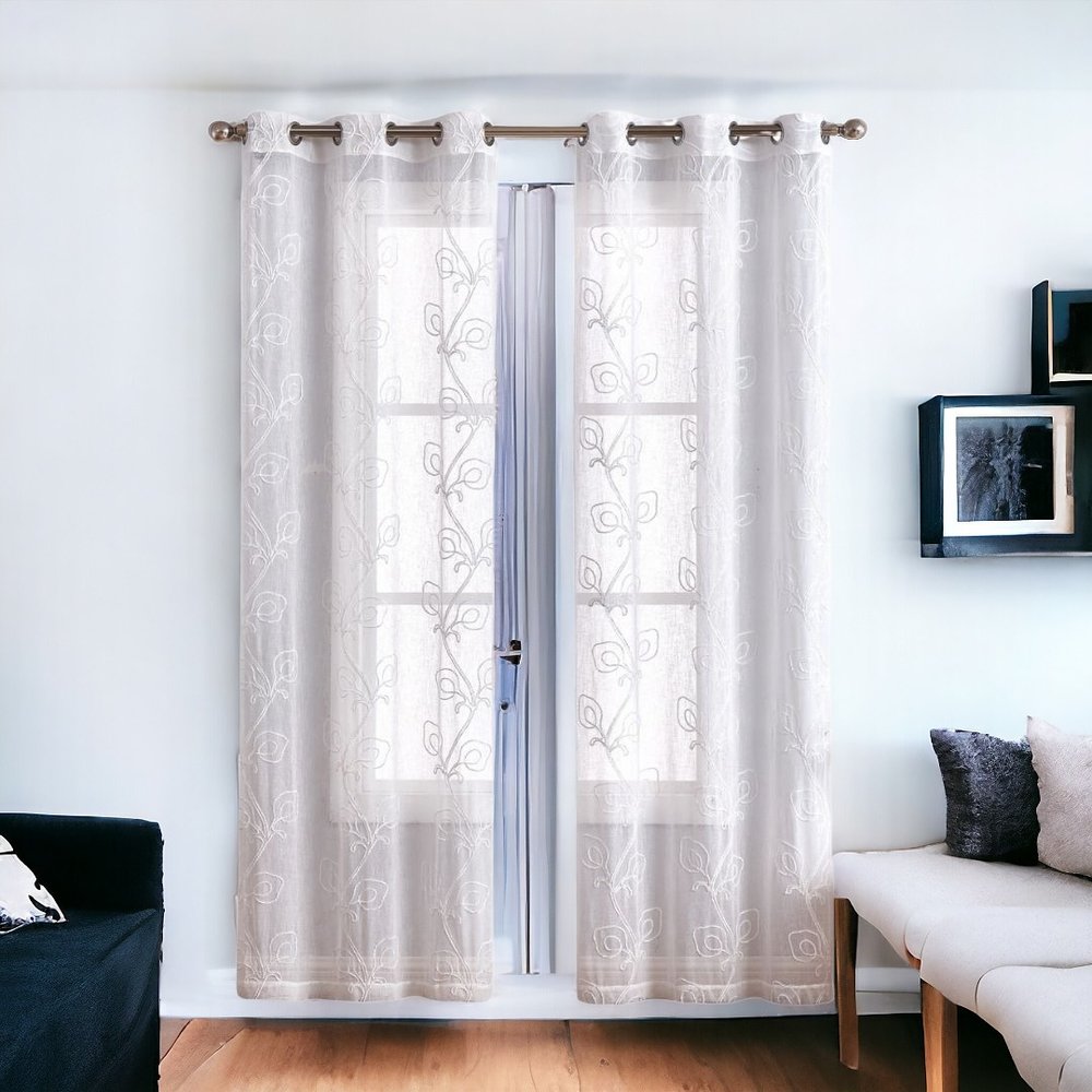 Set of Two 84"  Blush Boho Embroidered Window Panels HomeRoots