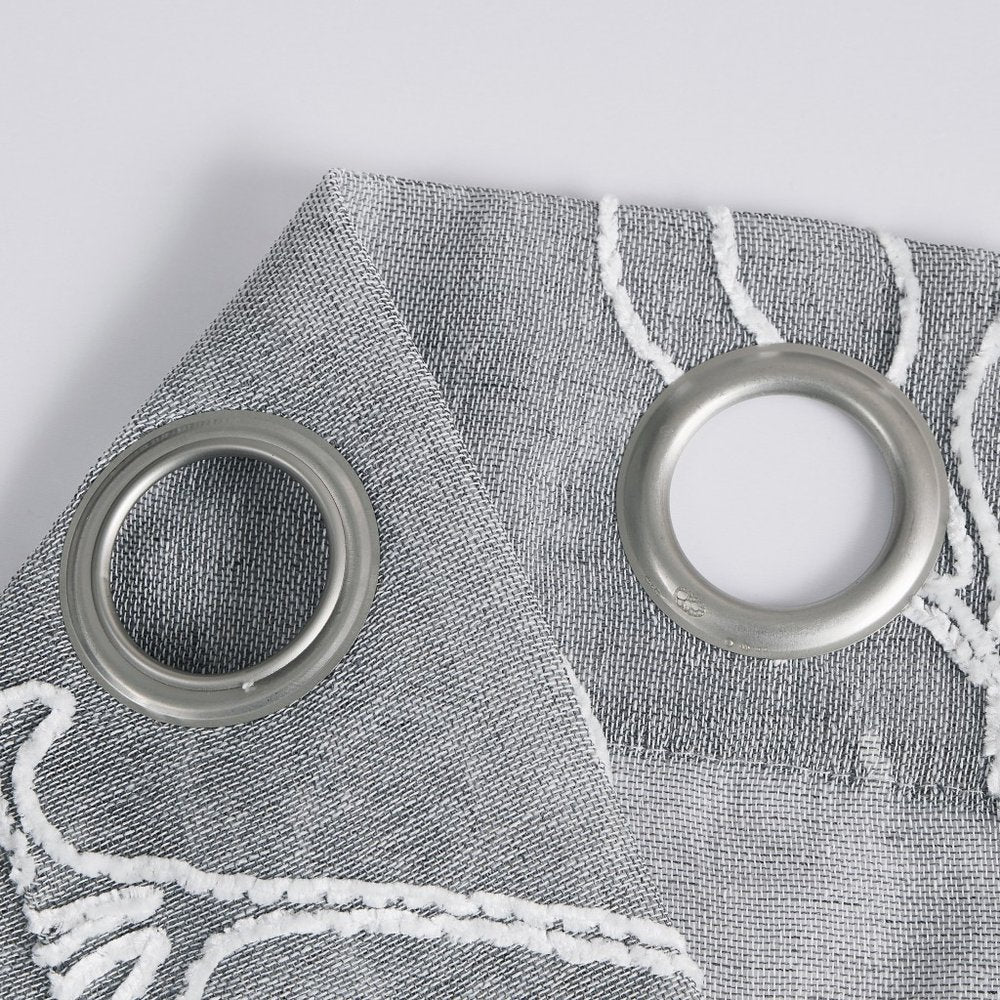 Set of Two 96"  Silver Boho Embroidered Window Panels HomeRoots