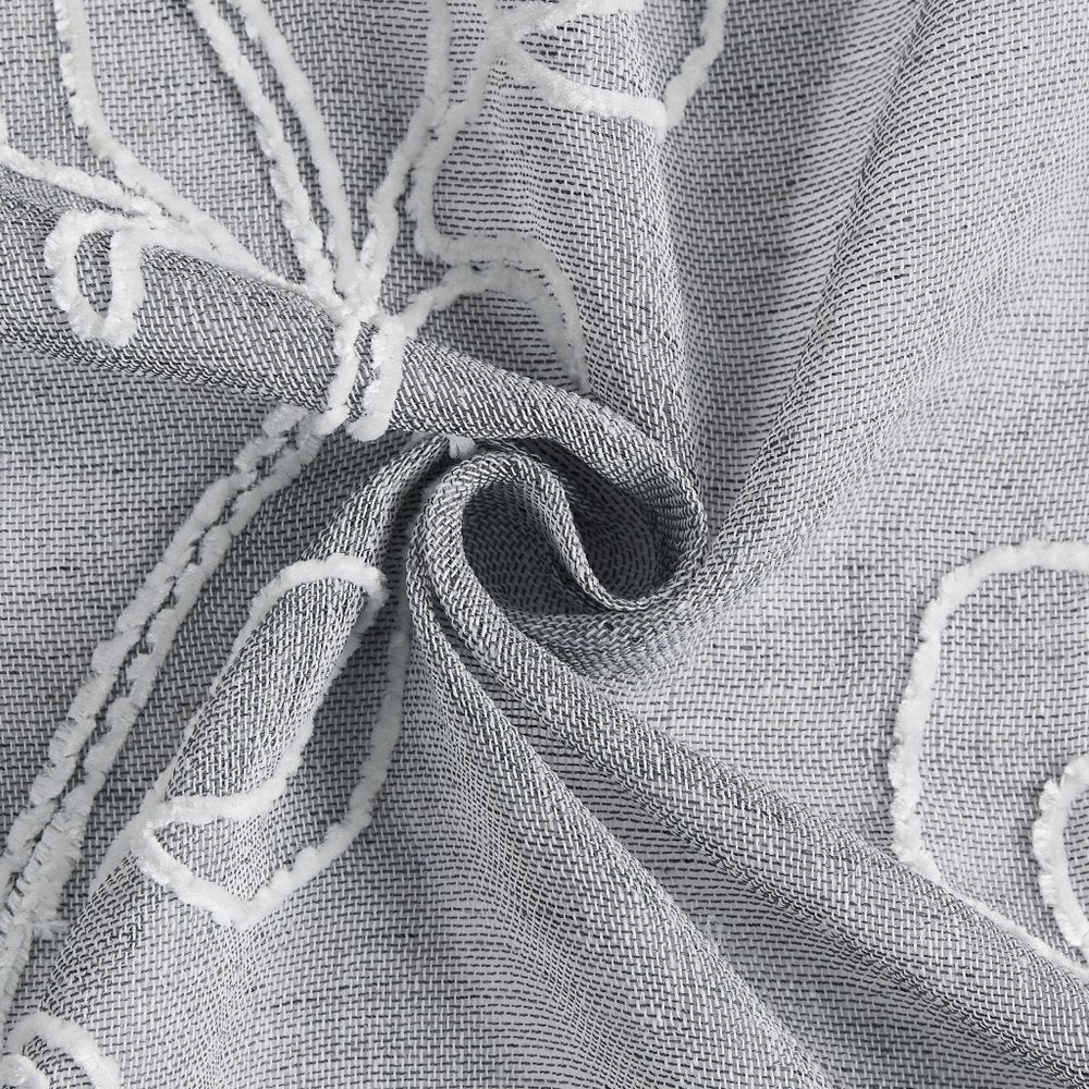 Set of Two 96"  Silver Boho Embroidered Window Panels HomeRoots