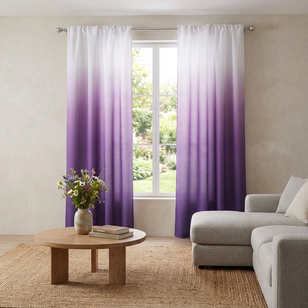 Set of Two 84"  Purple Ombre Window Curtain Panels HomeRoots