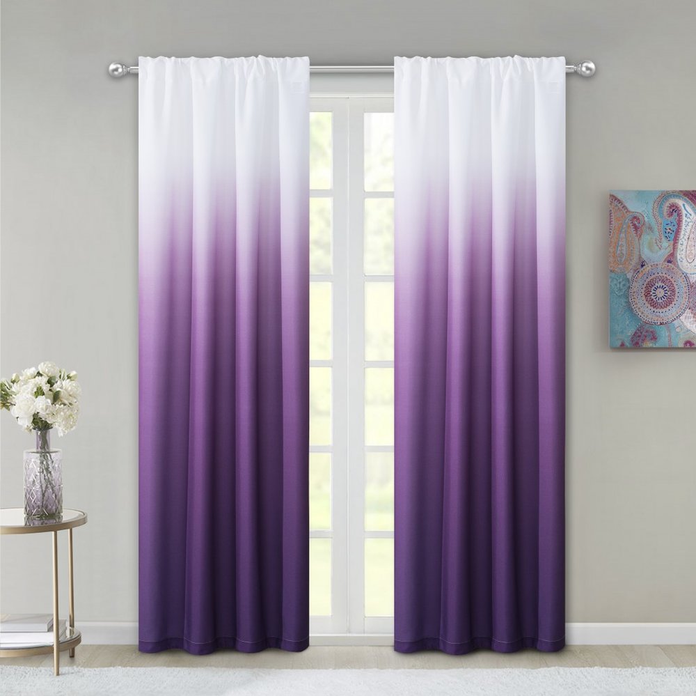 Set of Two 84"  Purple Ombre Window Curtain Panels HomeRoots