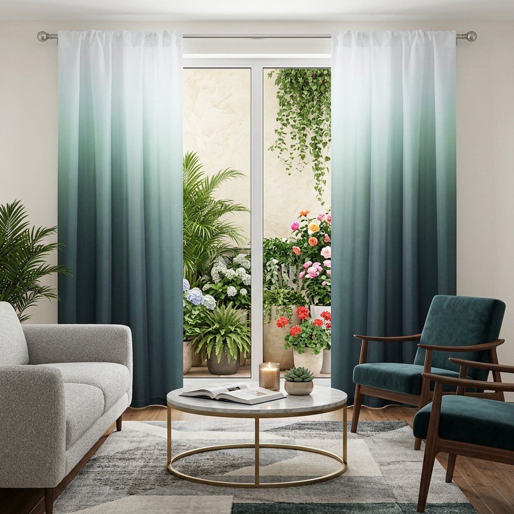 Set of Two 84"  Blue Ombre Shades Window Panels HomeRoots